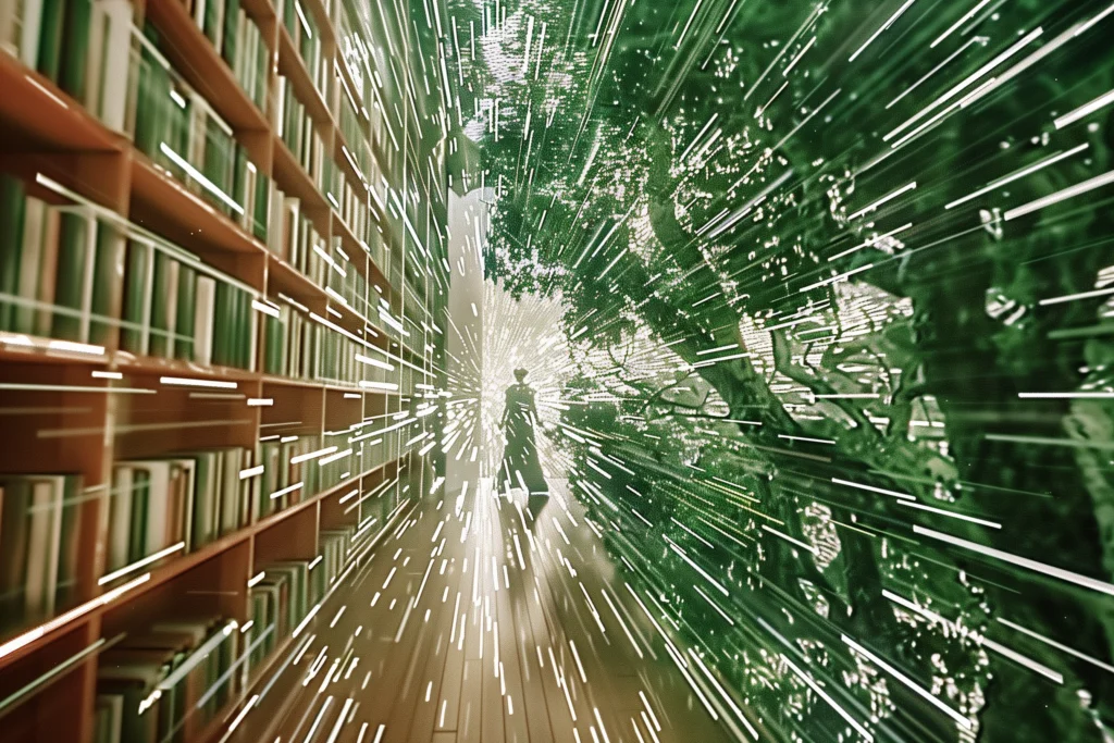 Bibliothèque d'images artificielles – univers numérique lumineux